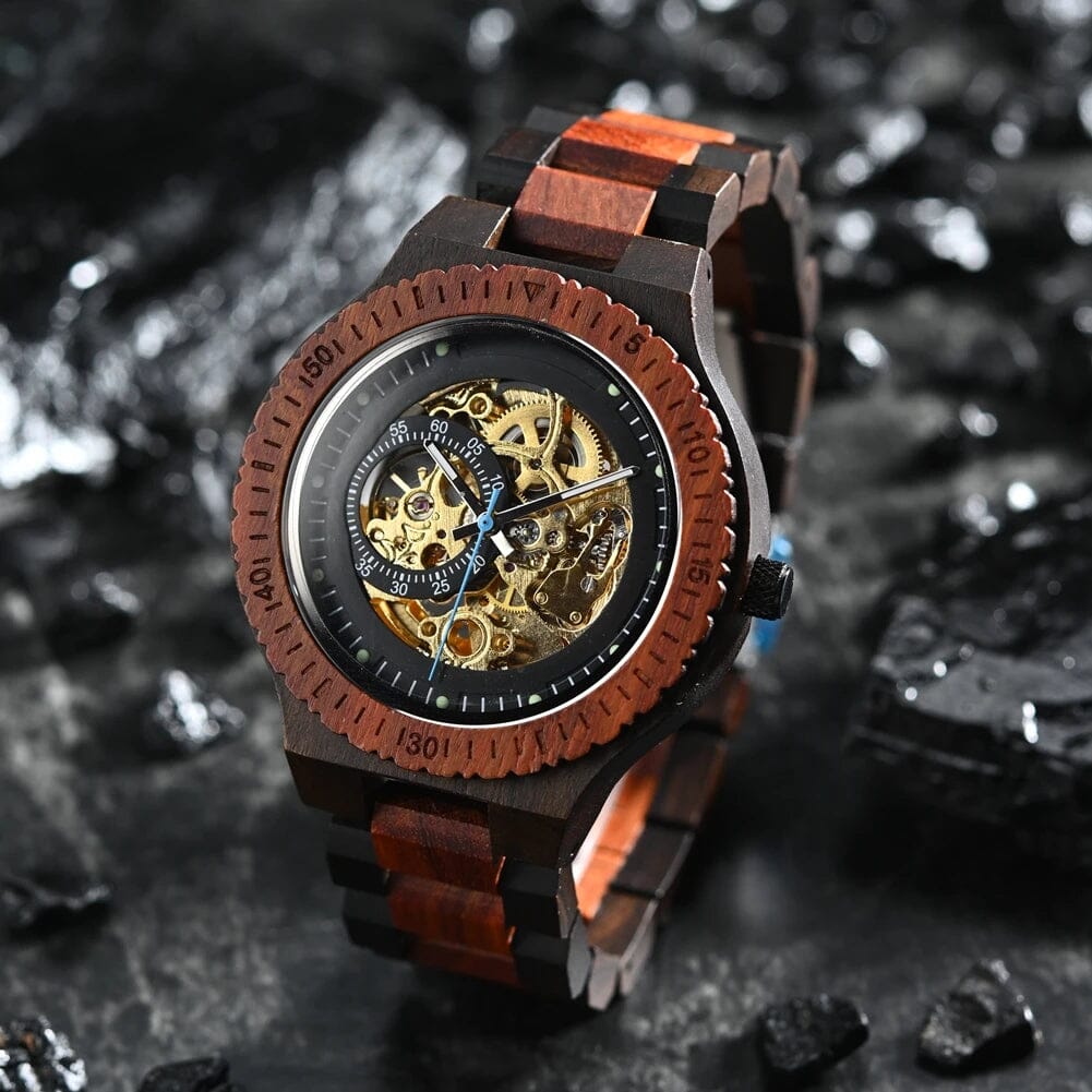 Relógio Drakkar Gear em Madeira Relógio Tesouros Vikings