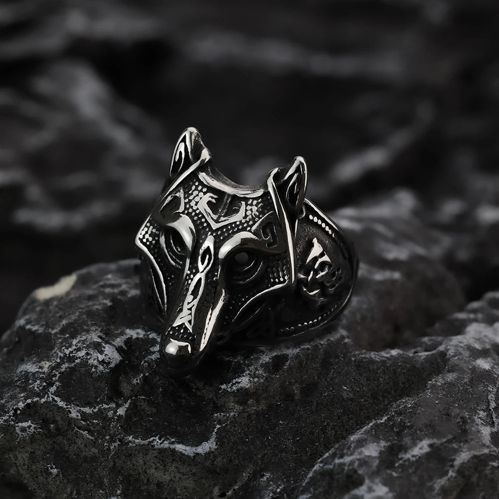 FENRIR - Anel de Lobo em Aço Inoxidável - Tesouros Vikings