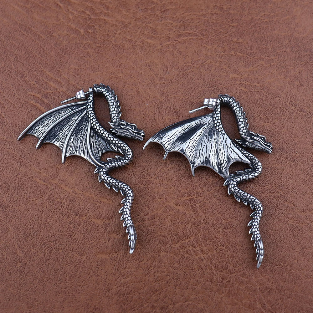 Brincos de Winged Dragon em Aço Inoxidável