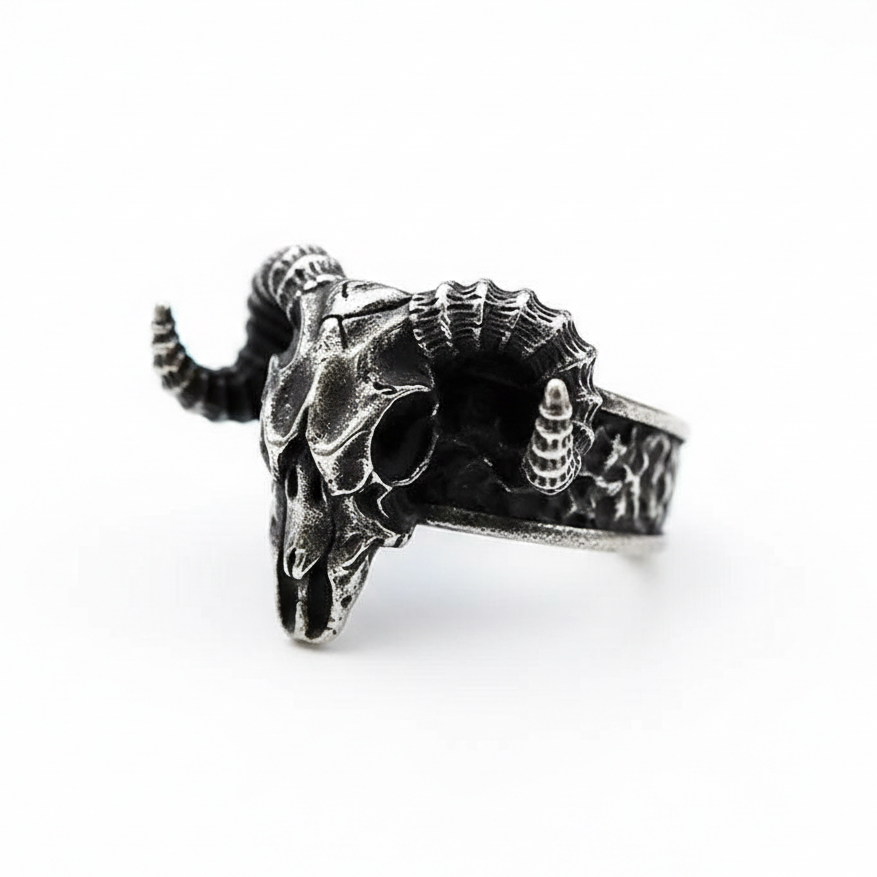Anel Goat Skull em Aço Inoxidável
