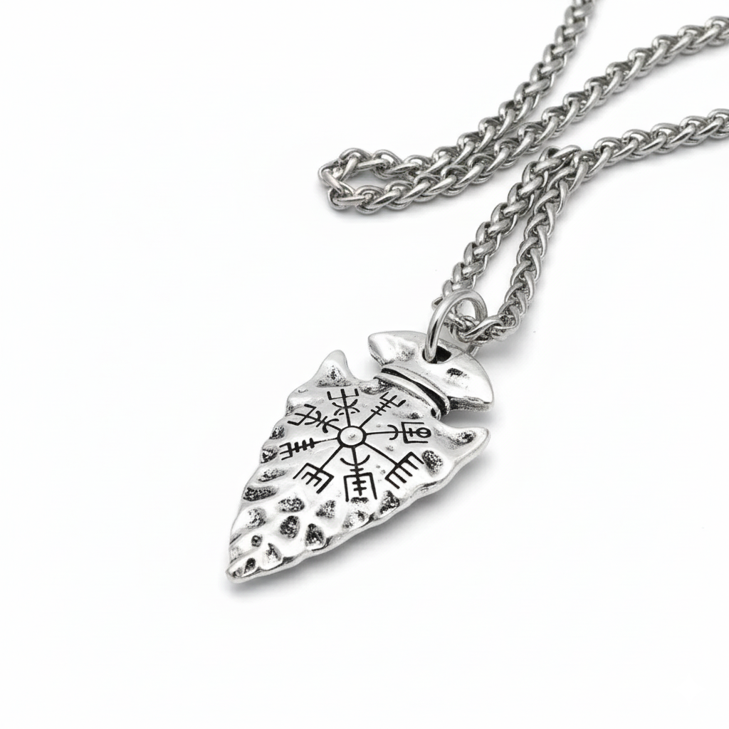 Colar Ponta de Lança com Runa Vegvisir