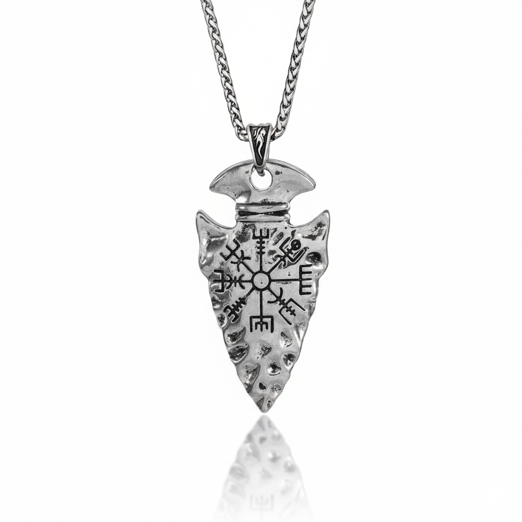 Colar Ponta de Lança com Runa Vegvisir