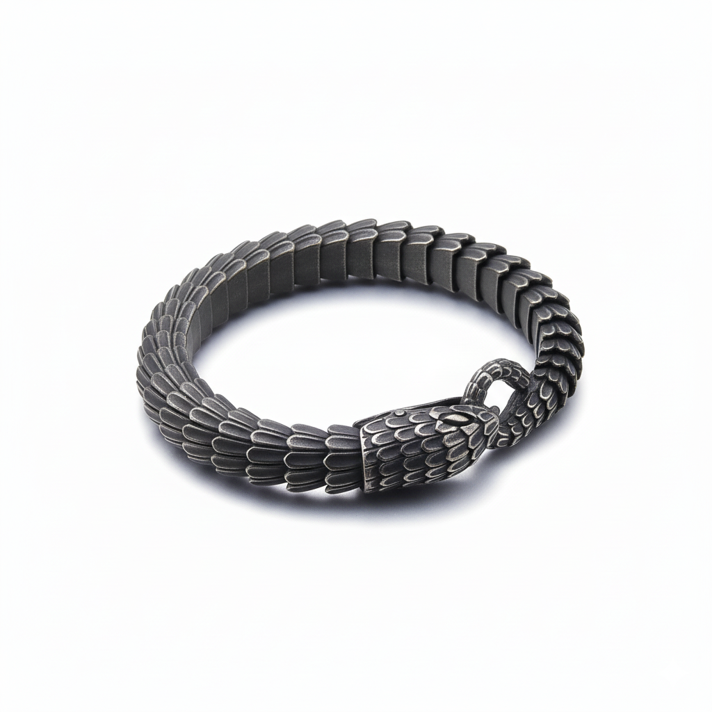 JORMUNGANDR - Pulseira Serpente do Mundo em Aço Inoxidável