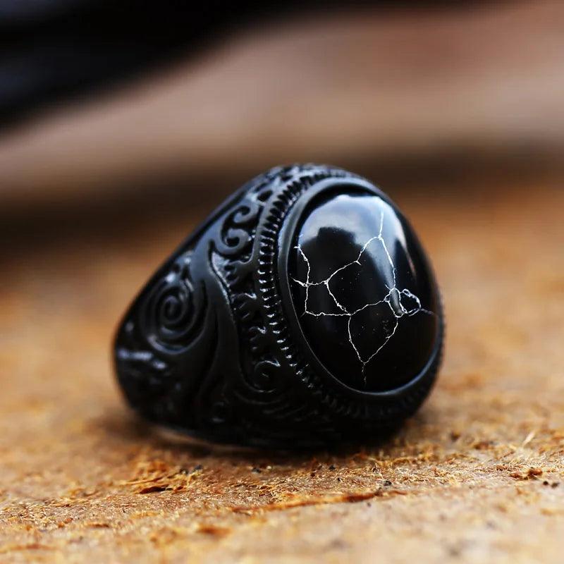 Anel Baldur com Pedra de Zircônia em Aço Inoxidável ring Tesouros Vikings