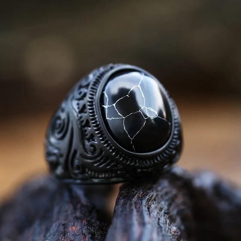 Anel Baldur com Pedra de Zircônia em Aço Inoxidável ring Tesouros Vikings