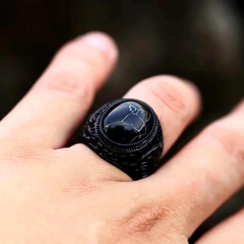 Anel Baldur com Pedra de Zircônia em Aço Inoxidável ring Tesouros Vikings