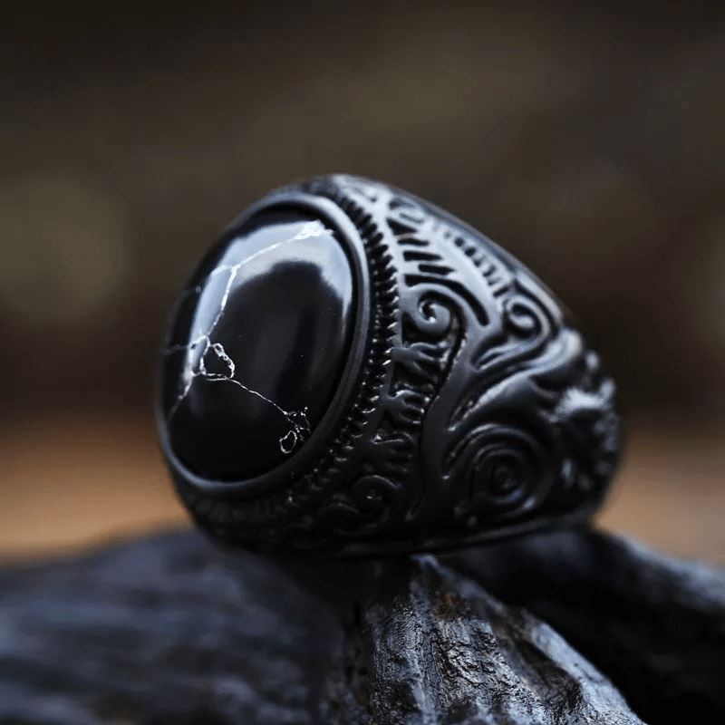 Anel Baldur com Pedra de Zircônia em Aço Inoxidável ring Tesouros Vikings