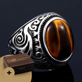 Anel Baldur com Pedra de Zircônia em Aço Inoxidável ring Tesouros Vikings