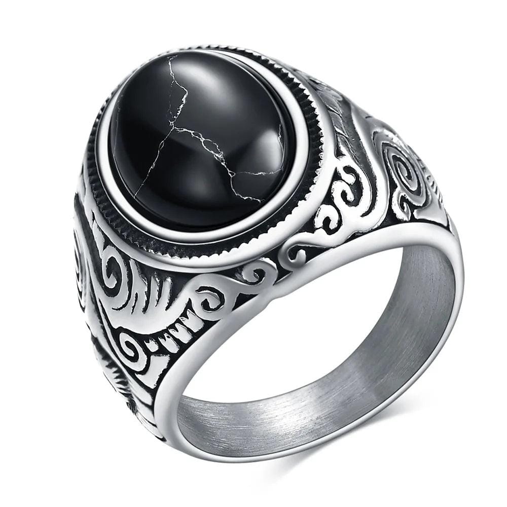 Anel Baldur com Pedra de Zircônia em Aço Inoxidável ring Tesouros Vikings