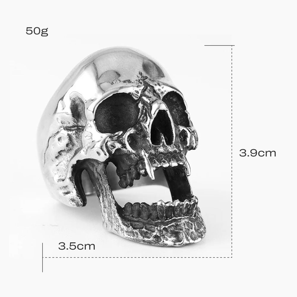 Anel Caveira Viking em Aço Inoxidável Anel Tesouros Vikings