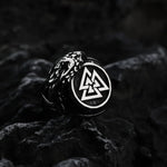 Anel Corvo com Valknut em Aço inoxidável Ring Tesouros Vikings