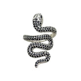 Anel de Serpente Negra com Zircônia - Prata 925 - Tamanho Ajustável Ring Tesouros Vikings