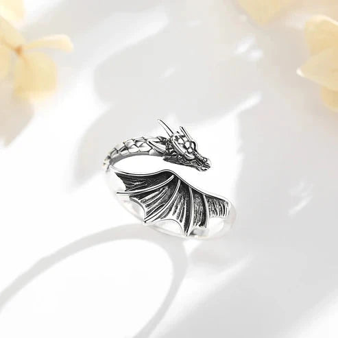 Anel Dragonwing em Prata 925 – Tamanho Ajustável Ring Tesouros Vikings