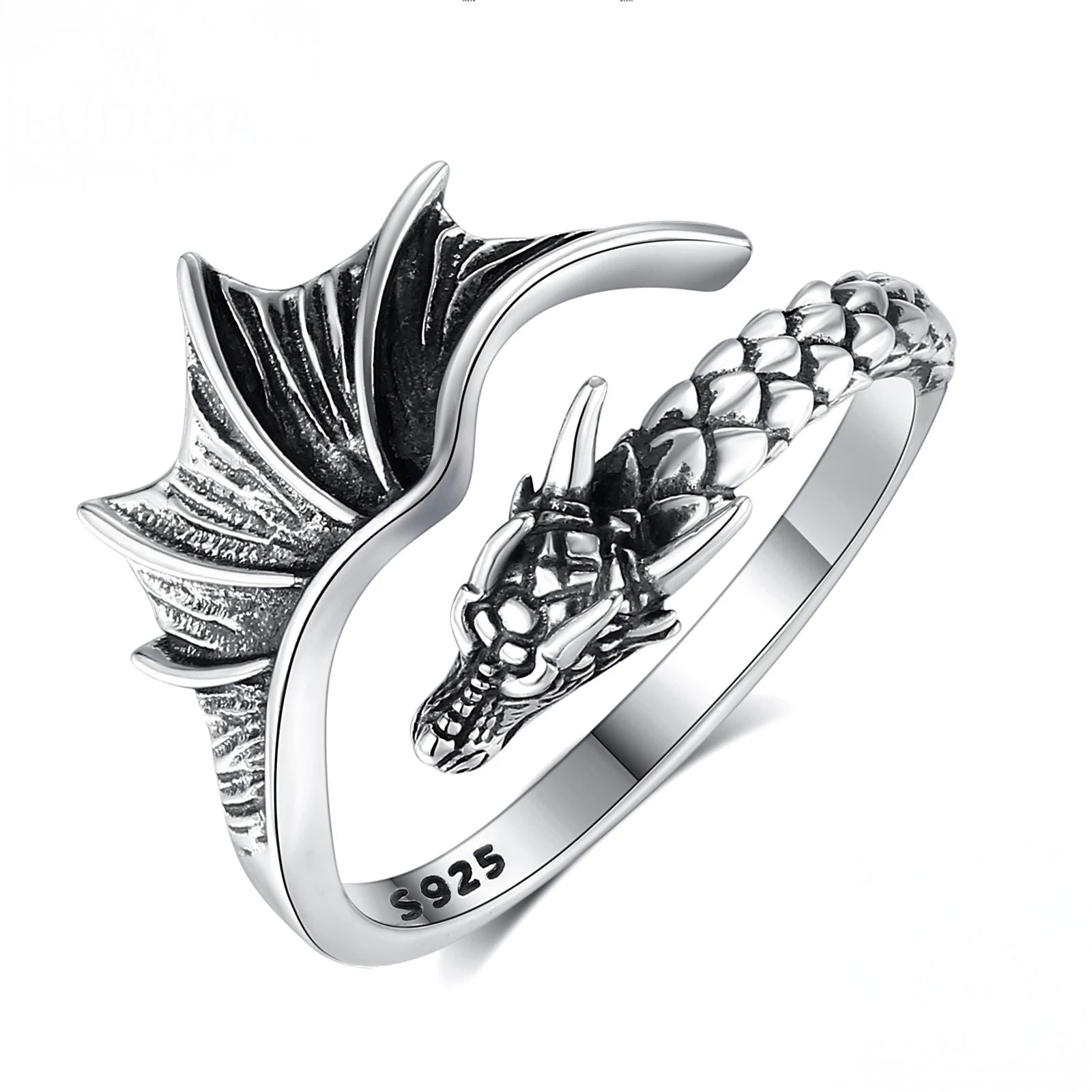 Anel Dragonwing em Prata 925 – Tamanho Ajustável Ring Tesouros Vikings
