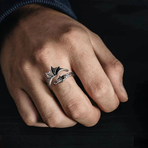 Anel Dragonwing em Prata 925 – Tamanho Ajustável Ring Tesouros Vikings