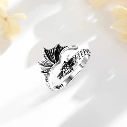 Anel Dragonwing em Prata 925 – Tamanho Ajustável Ring Tesouros Vikings