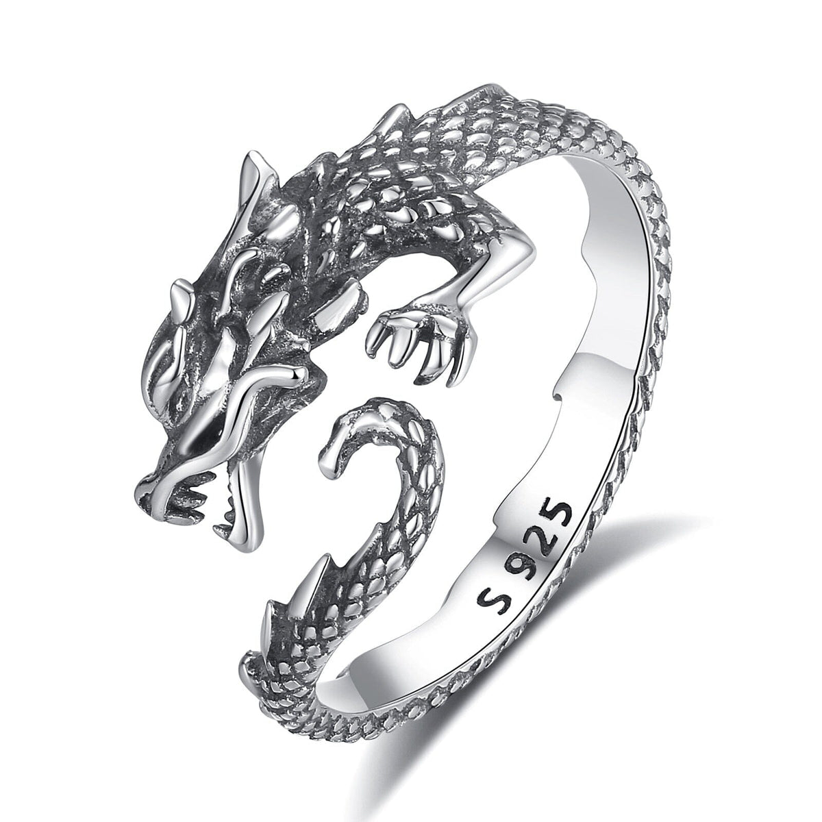 Anel Escama de Dragão em Prata 925 - Tamanho Ajustável Ring Tesouros Vikings