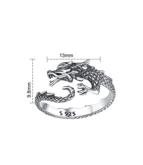 Anel Escama de Dragão em Prata 925 - Tamanho Ajustável Ring Tesouros Vikings