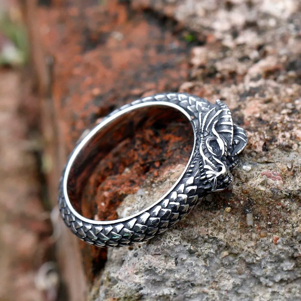 Anel Fáfnir em Aço Inoxidável Ring Tesouros Vikings