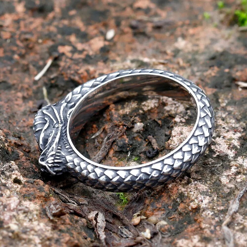 Anel Fáfnir em Aço Inoxidável Ring Tesouros Vikings