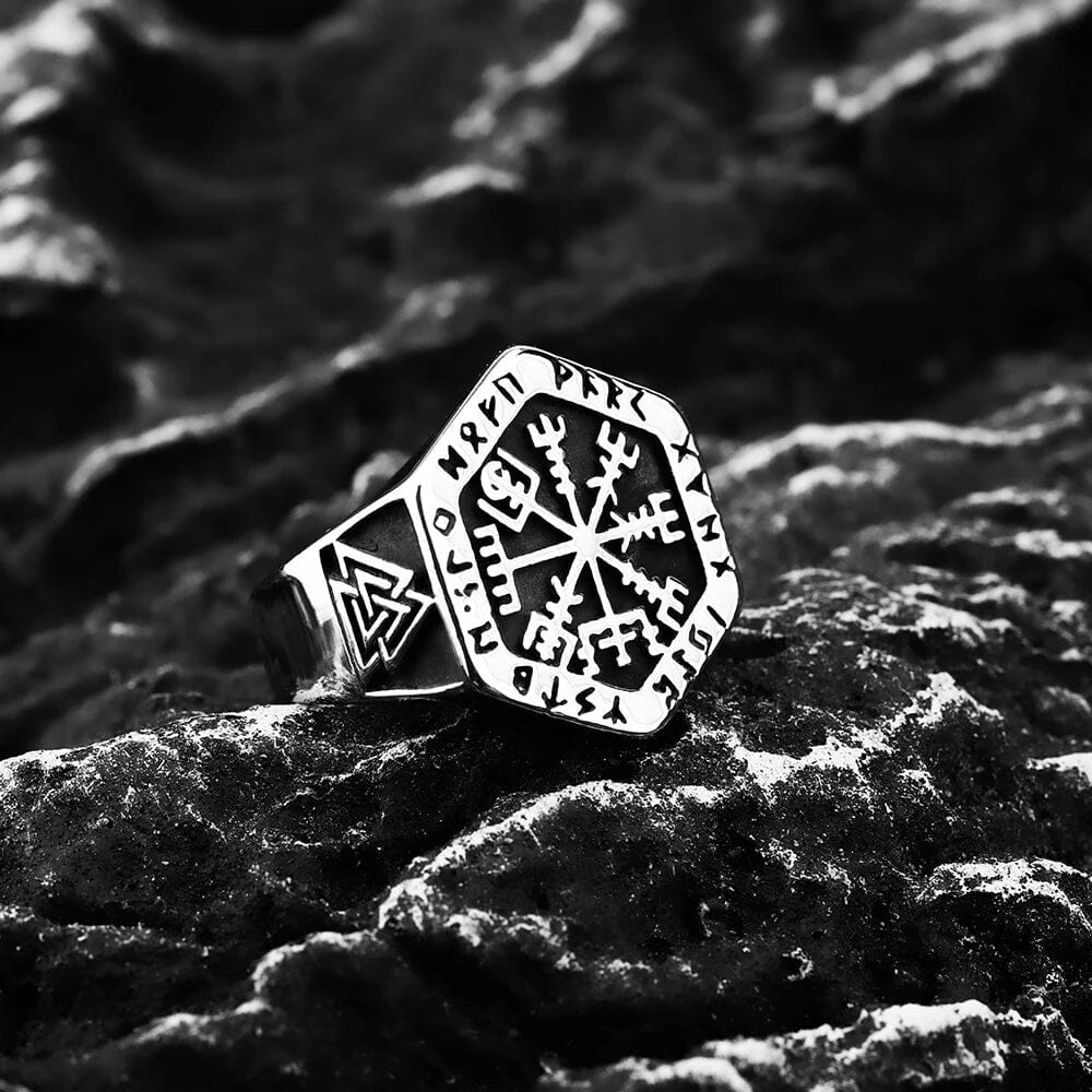 Anel Heimdall + Porta Joias de Madeira - Aço Inoxidável Ring Tesouros Vikings