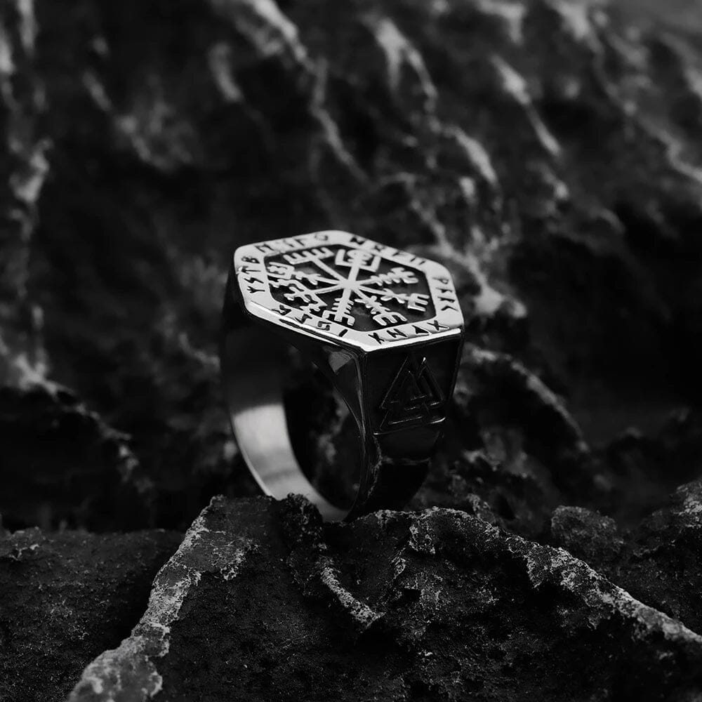 Anel Heimdall + Porta Joias de Madeira - Aço Inoxidável Ring Tesouros Vikings