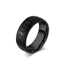 Anel Masculino de Runas Vikings em Aço Inoxidável ring Tesouros Vikings