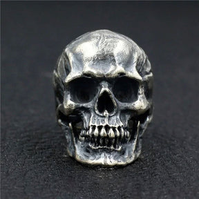 Anel Nordic Skull em Prata 925 Envelhecida Anel Tesouros Vikings