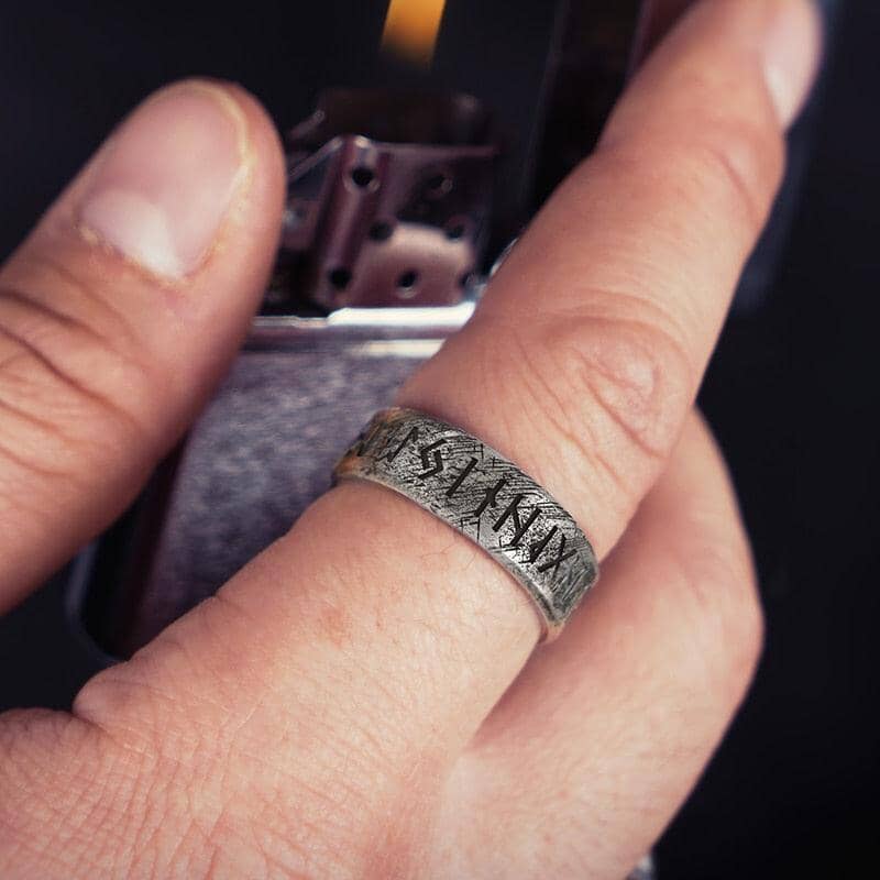 Anel Nórdico com Runas em Prata 925 - Tamanho Ajustável Ring Tesouros Vikings