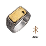 Anel Runas Vikings em Prata 925 - Tamanho Ajustável Ring Tesouros Vikings