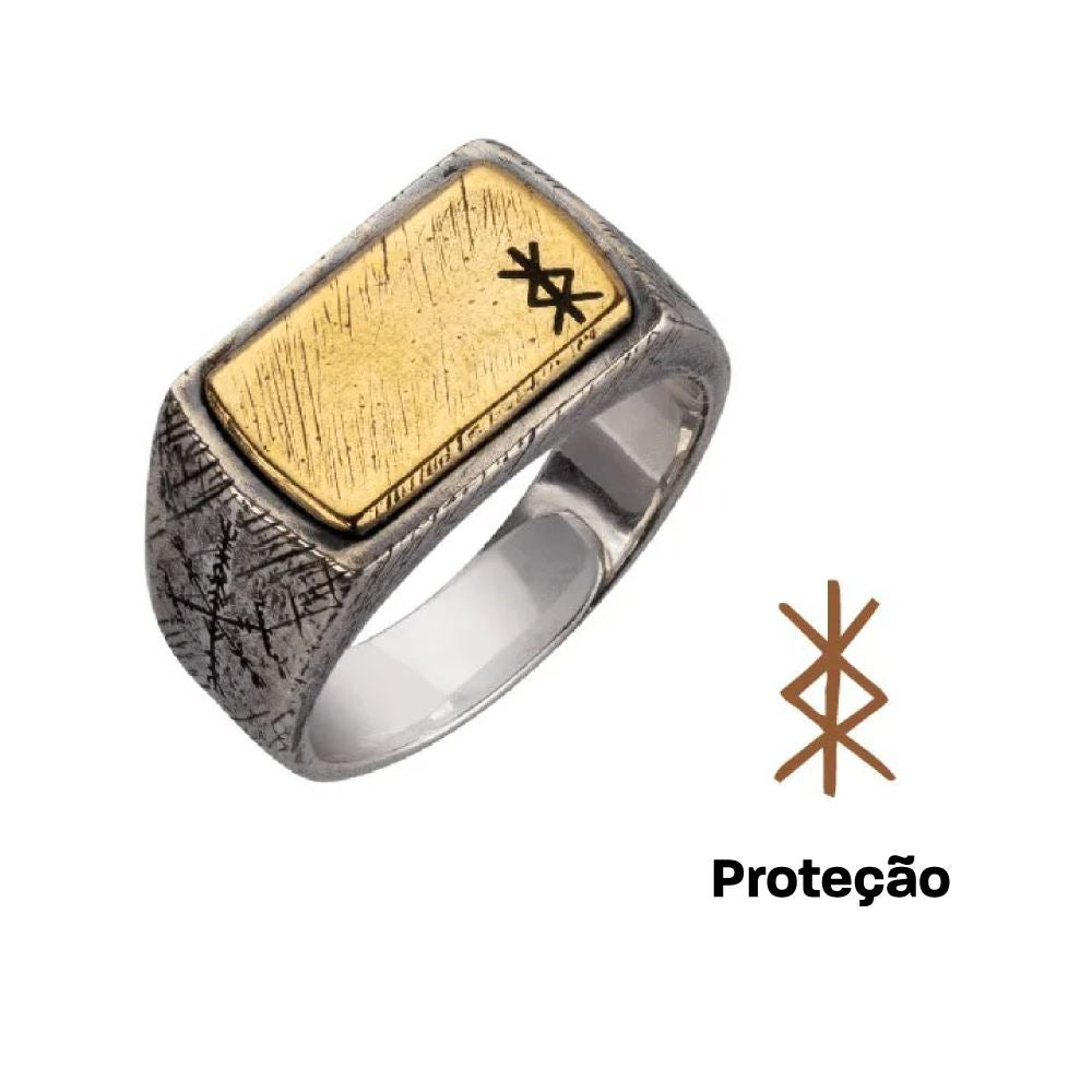 Anel Runas Vikings em Prata 925 - Tamanho Ajustável Ring Tesouros Vikings