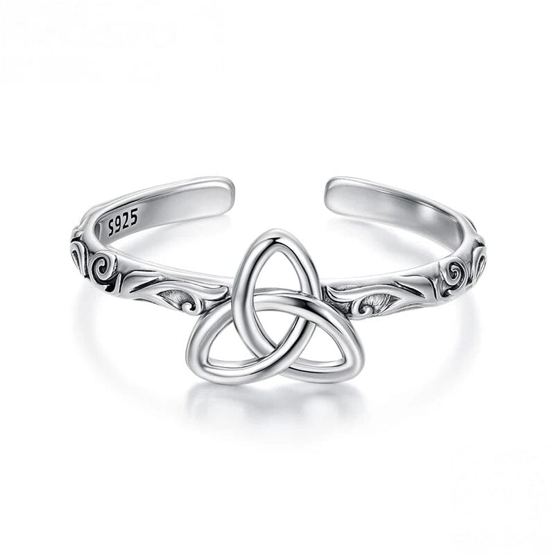 Anel Triquetra Celta em Prata 925 Ajustável Ring Tesouros Vikings