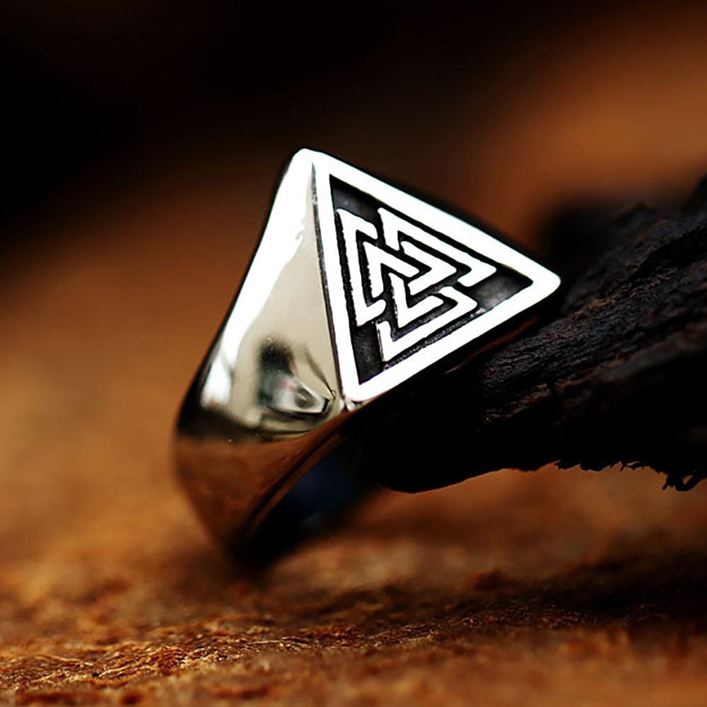 Anel VALKNUT Triangular em Aço Inoxidável Ring Tesouros Vikings