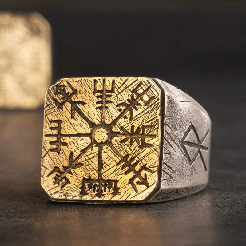 Anel Vegvísir em Prata 925 - Tamanho Ajustável ring Tesouros Vikings