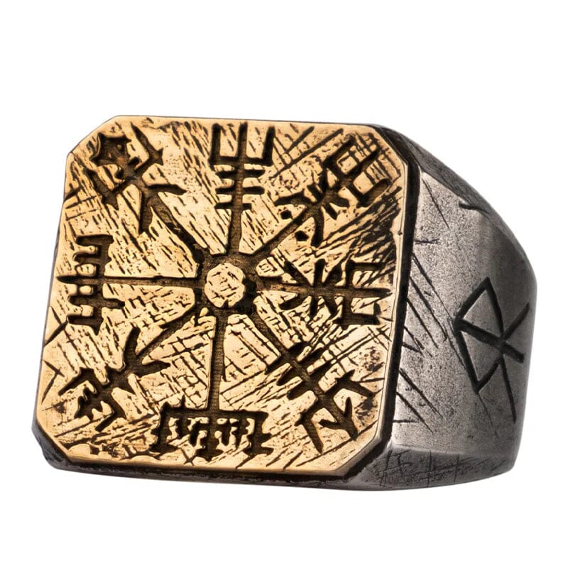 Anel Vegvísir em Prata 925 - Tamanho Ajustável ring Tesouros Vikings