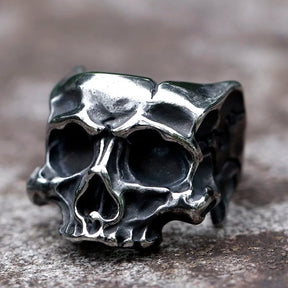 Anel Warrior Skull em Aço Inoxidável Ring Tesouros Vikings