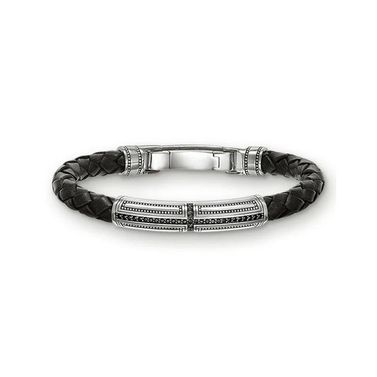 BALDUR - Pulseira de Couro em Prata 925 Bracelet Tesouros Vikings