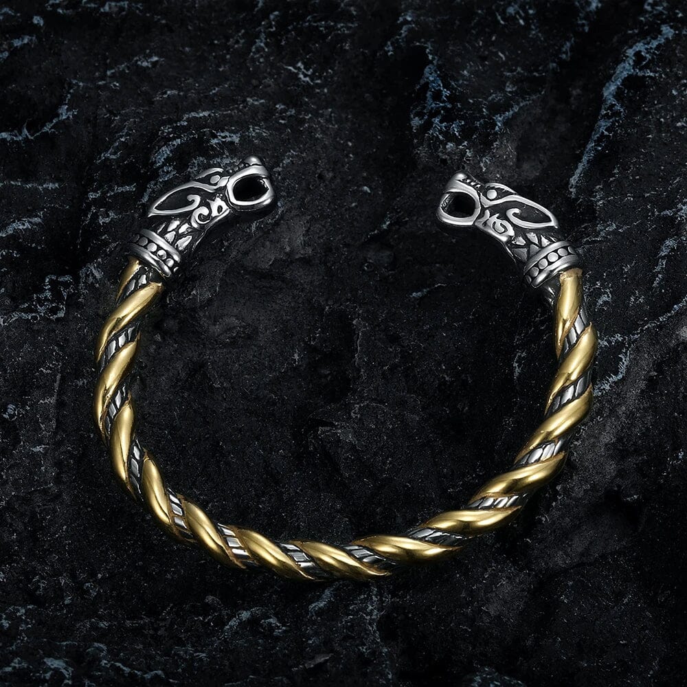 Bracelete Dragão Nórdico em Aço Inoxidável Bracelet Tesouros Vikings