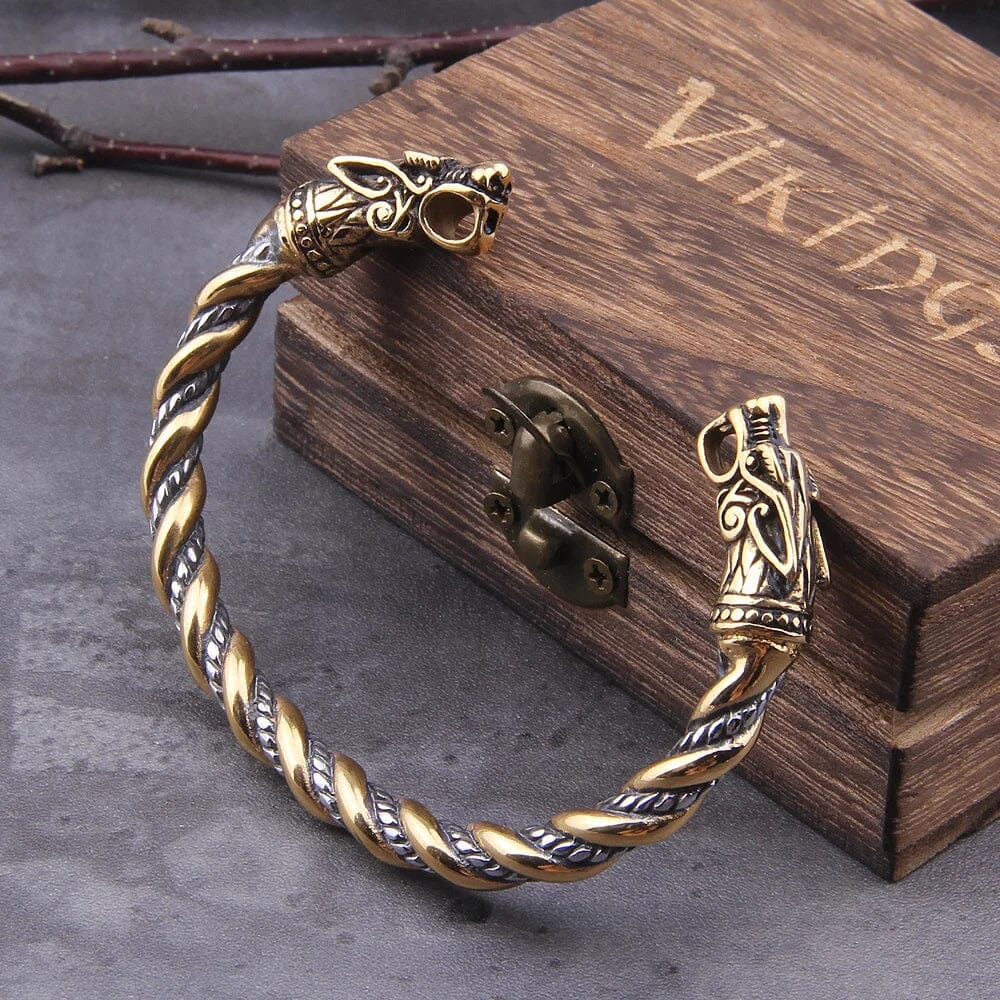 Bracelete Dragão Nórdico em Aço Inoxidável Bracelet Tesouros Vikings