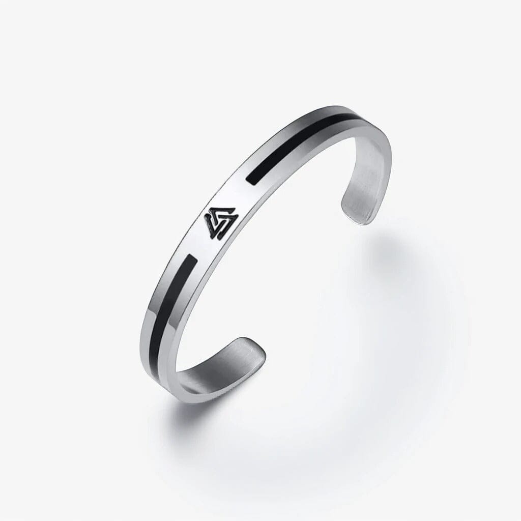Bracelete Masculino Valknut em Aço Inoxidável Bracelet Tesouros Vikings