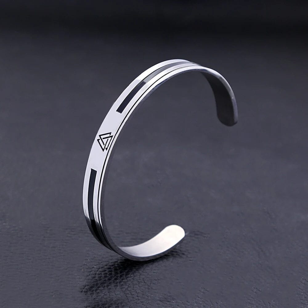 Bracelete Masculino Valknut em Aço Inoxidável Bracelet Tesouros Vikings