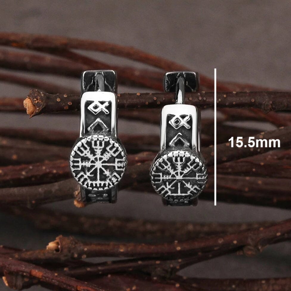 Brinco Argola Vegvisir em Aço Inoxidável earrings Tesouros Vikings