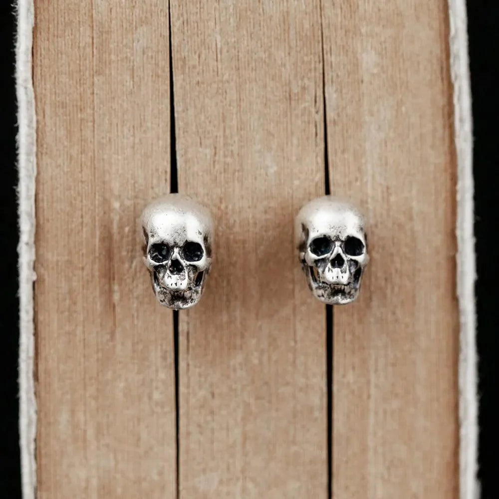 Brinco de Caveira Retrô em Prata 925 earrings Tesouros Vikings