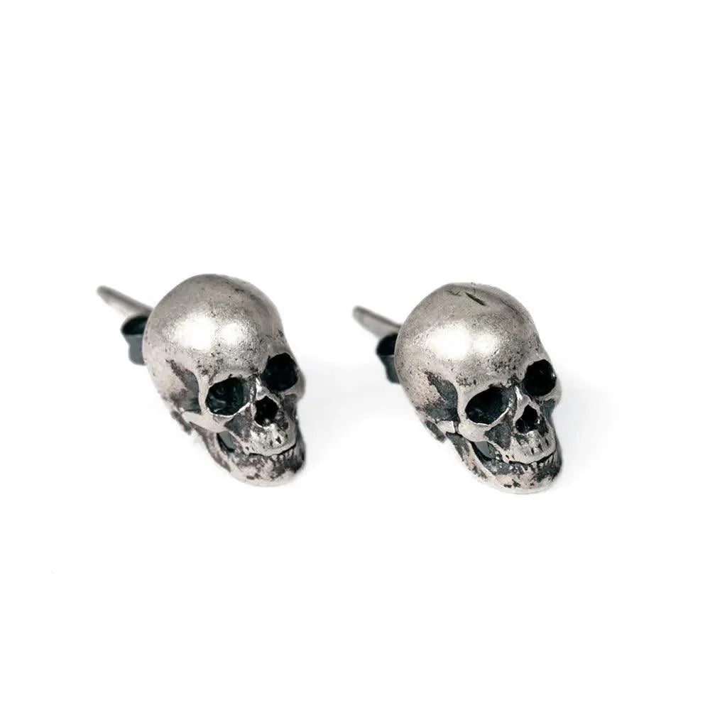 Brinco de Caveira Retrô em Prata 925 earrings Tesouros Vikings