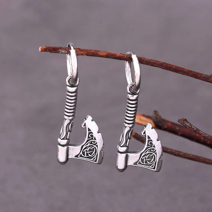 Brinco De Machado Viking Em Aço Inoxidável Earrings Tesouros Vikings