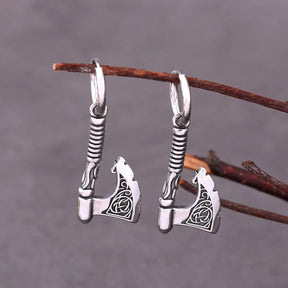 Brinco De Machado Viking Em Aço Inoxidável Earrings Tesouros Vikings
