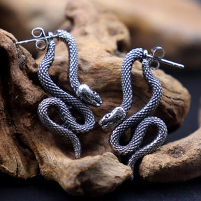 Brinco de Serpente Em Aço Inoxidável Earrings Tesouros Vikings