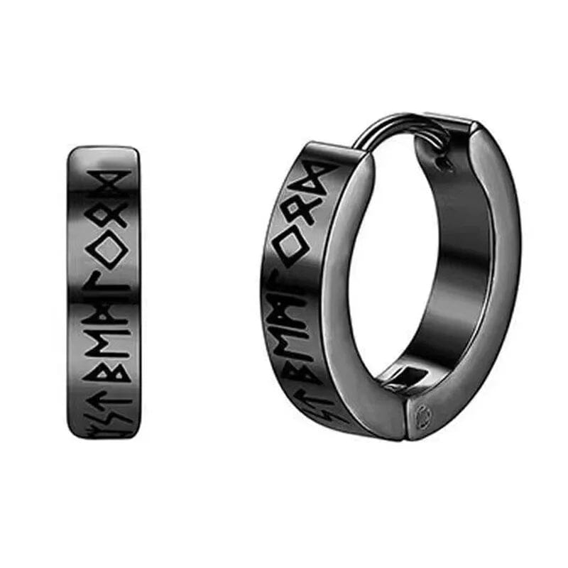 Brinco Masculino Runas Vikings em Aço Inoxidável Brincos Tesouros Vikings