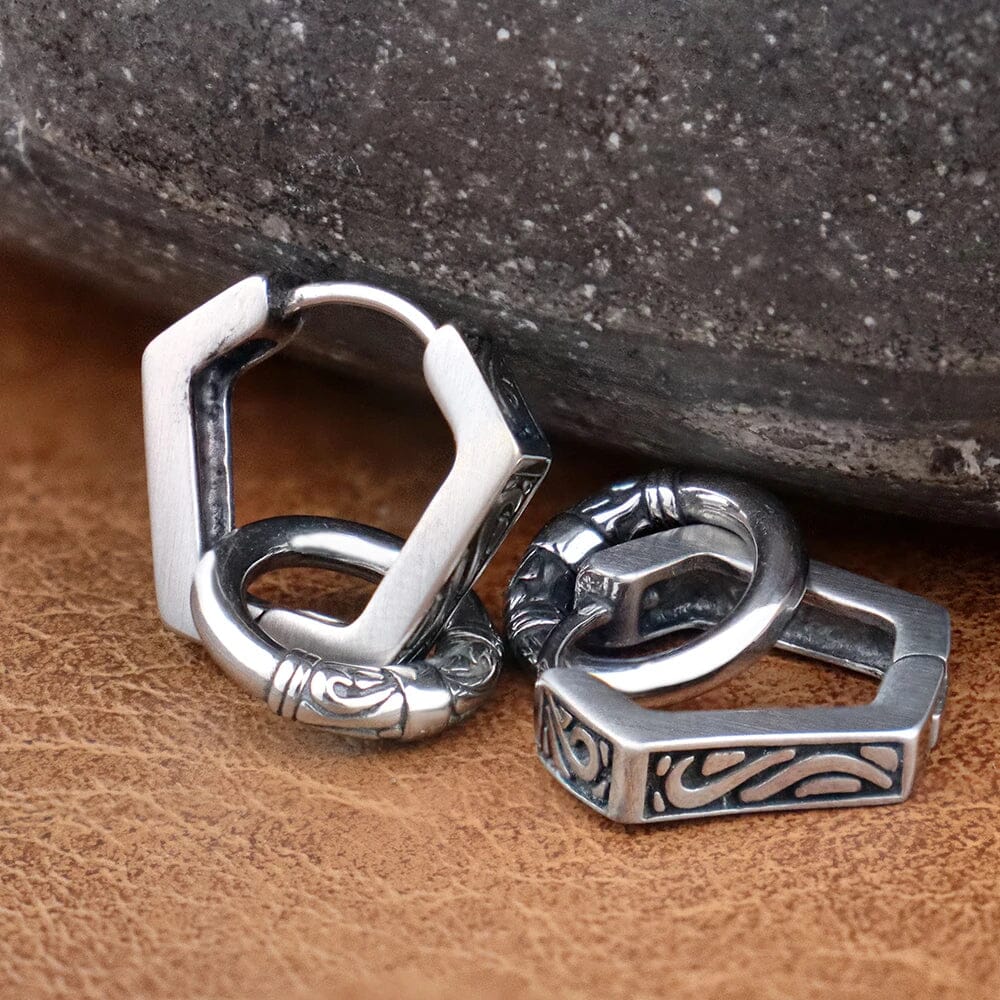 Brinco Viking Entrelaçado em Aço Inoxidável earrings Tesouros Vikings