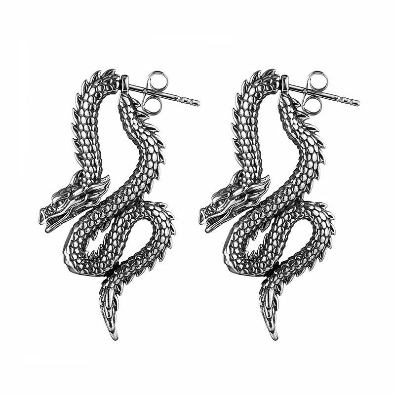 Brincos de Dragão em Aço Inoxidável Earrings Tesouros Vikings
